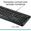 Kit Teclado e Mouse Com Fio Usb Logitech Mk120 Preto