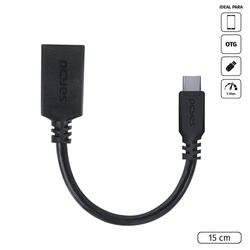 Cabo Adaptador Otg Tipo-c P/ Usb a 3.0 - Preto - 15 Cm - P3amup-15