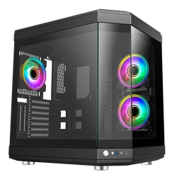 Gabinete Gamer Liketec Unreal Dark Black Cube Design Mid Tower Vidro  Temperado