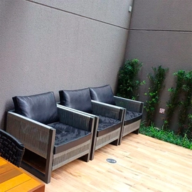 Poltronas em Corda Sintética e Alumínio Kiev (kit com 3)