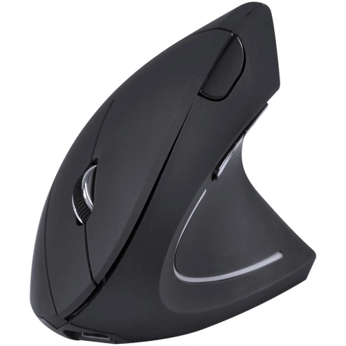 Mouse Sem Fio Recarregavel 2.4 Ghz Vertical Ergonomico Ortopedico Power Fit 1600DPI Preto Usb - PM300