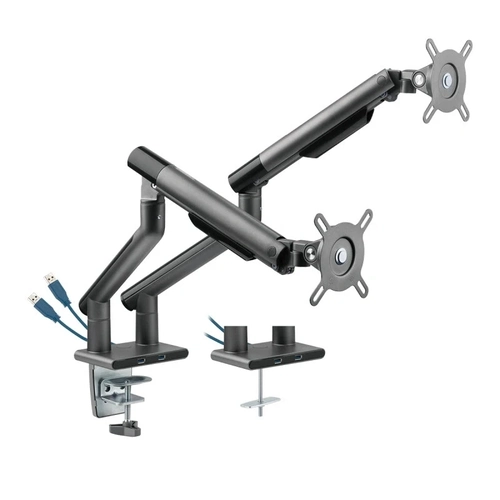Suporte Articulado C/ Mola para 2 Monitores 17 a 32 C/ 2x USB 3.0 - Cinza - Sm-015gd