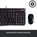 Kit Teclado e Mouse Logitech MK120, Design Confortável, Durável e Resistente à Respingos, Layout ABNT2 - 920-004429