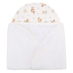 Toalha Com Capuz Forrada Atoalhado e Fralda Unissex - Cavalinhos