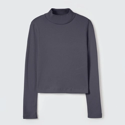 Blusinha Manga Longa Gola Alta Chumbo Hering - Feminina