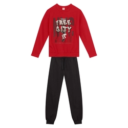 Conjunto Moletom Blusão e Calça Free Gity Vermelho Brandili - Masculino