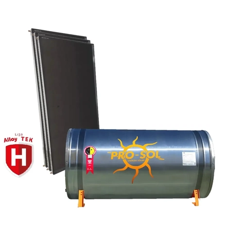 Kit Aquecimento Solar - 600 Litros - Baixa Pressão p/ Água Agressiva - Reservatório INOX 316L - PROSOL