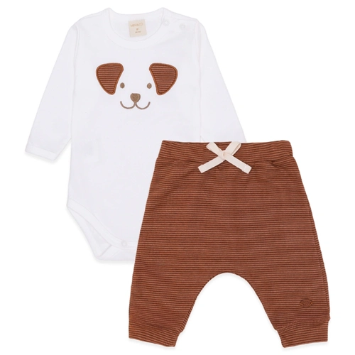 Conjunto Body Manga Longa Bordado e Calça Suedine e Piquet Masculino – Cachorrinho no Parque