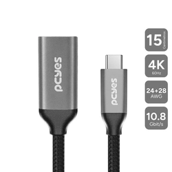 Cabo Usb Tipo-c para Hdmi Fêmea 2.0 4k/60hz - Preto - 15cm - Nylon - Pucf-15p