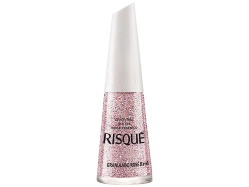Esmalte Glitter Risqué Granulado Rosé 8ml