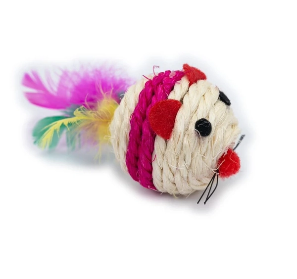 Brinquedo Mini Rato em Sisal para Gatos