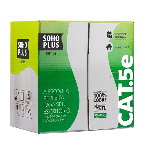Cabo De Rede Furukawa Sohoplus Cat5 Preto 24awg 305 Metros Cmx