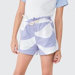 Shorts Estampado Malha Lilás e Branco Hering - Feminino