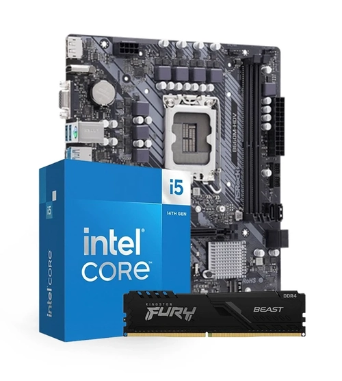 Kit Upgrade Intel Core i5-14400 + Placa Mãe Asrock B760M DDR4 + Memória DDR4 8GB 3200Mhz