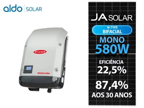 Gerador De Energia Solar Fronius Sem Estrutura Fronius Gf 19,72kwp Ja Deep Blue 580w Bif N-type Symobr 15kw 1mppt Trif 220v