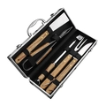 Kit Churrasco 6 Peças Aço Inox com Maleta Faca Garfo Pegador Amolador Espátula Grillrelax