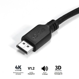 Cabo Displayport Macho para Displayport Macho 2 Metros V1.2 - Pdpm-2