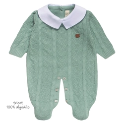 Macacão Manga Longa Tricot com Gola Verde Unissex