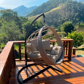 Balanço em Corda Náutica e Alumínio Epóxi 110cm Guarujá  (com base)