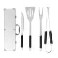 Kit Churrasco 5 Peças Aço Inox Com Maleta de Transporte Aluminio Faca Espatula Garfo e Pegador Grillrelax
