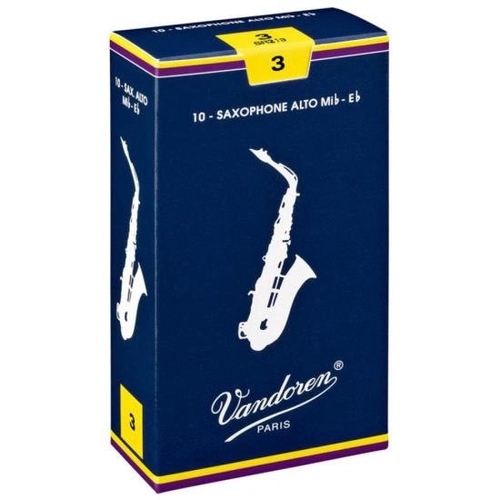 Palheta Tradicional Para Saxofone Alto 3 Vandoren Sr213 - Cx / 10