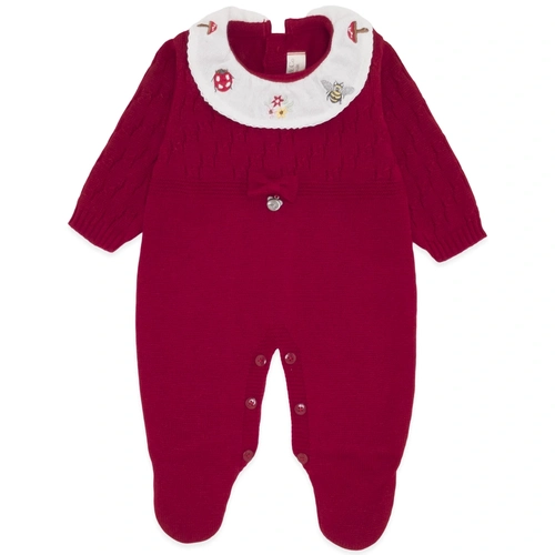 Macacão Manga Longa Vermelho Gola Bordada - Feminino