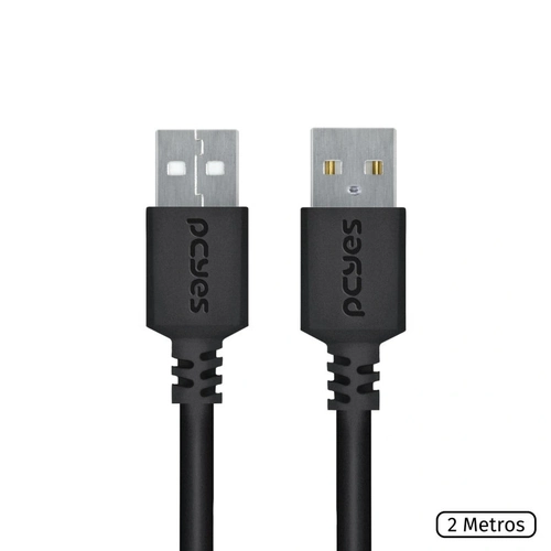 Cabo de Dados Usb a 2.0 Macho para Usb a 2.0 Macho 28awg Puro Cobre 2 Metros - Puam2-2