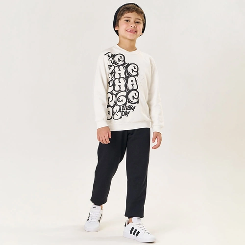 Conjunto Blusa e Calça Moletom Felpado Every Day Marfim Tileesul - Masculino