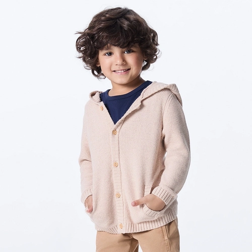 Cardigan Tricot com Botões Bege Hering - Masculino