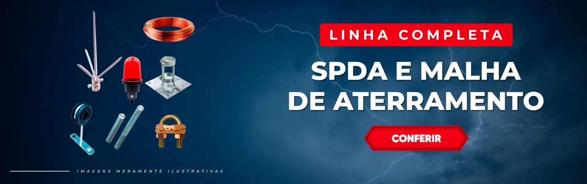 Linha completa SPDA e malha de aterramento