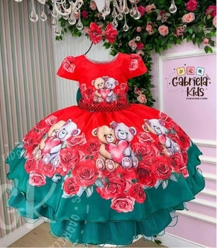 Vestido Ursinha natalina Vermelha