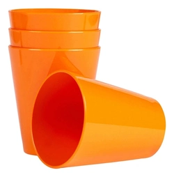 4 Copos Fresc Vemplast 350ml Tropical Polipropileno Laranja