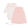 Conjunto Body Manga Longa com Gola e Vestido Suedine e Tricot Feminino - Cachorrinhas