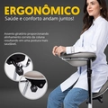 Cadeira Mocho Ergonômico Exclusiva 360° Graus Com Apoio e Suporte Cinza