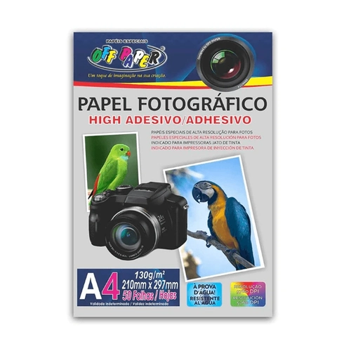 Papel Fotográfico Adesivo A4 130g 210mm X 297mm Pacote com 50 Unidades Off Paper