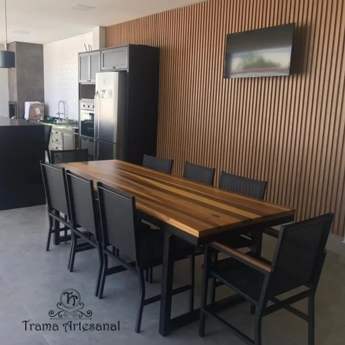 Combo Jogo de Mesa 8 Lug + 4 Banquetas Com Braço