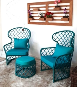 KIT 2 Poltrona BLUMENAU  COM PUFF VALOR KIT