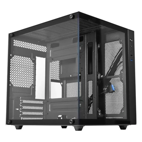 Gabinete gamer K-MEX Aquário Micro CG-02SB, RGB,  Lateral de Vidro Temperado, s/fan, Preto - CG-02SB
