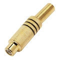 Plug Especial Jack Rca Femea Metalico Gold Preto Com Mola
