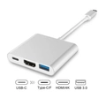 Adaptador 3 Em 1 Type-c Macho P/ Usb 3.0 / Hdmi E Type-c Fêmea - Hc-03
