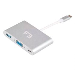 Cabo Adaptador F3 3 em 1 Usb-C Tipo-C 3.1 x VGA - JC-TYC-VGA31