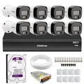 Kit 8 Câmeras Intelbras VHD 3220 B Full Color Full HD 1080p com Infravermelho de 20 Metros + DVR Gravador de Vídeo Intelbras IMHDX 3108-C + HD 1TB Purple