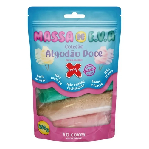 Massa de EVA Coleção Algodão Doce 250g 10 Cores MAKE+