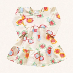 Vestido Manga Longa Malha Estampado Florzinho Bebê Fakini - Feminino