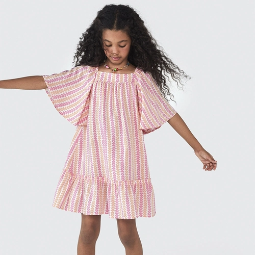 Vestido Curto Estampado Rosa e Laranja Hering - Feminino