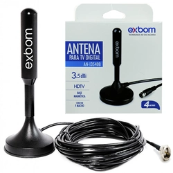 ANTENA P/ TV DIGITAL COM BASE MAGNÉTICA EXBOM AN-I3540B