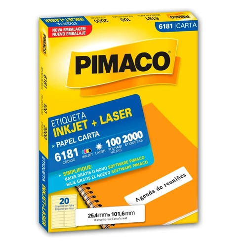 Etiqueta Adesiva Pimaco Carta 6181 25,4 X 101,6mm com 100 Folhas