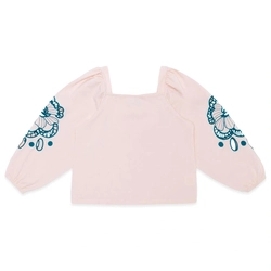 Blusinha Manga Longa Cropped Bordado Vazado Milon - Feminina