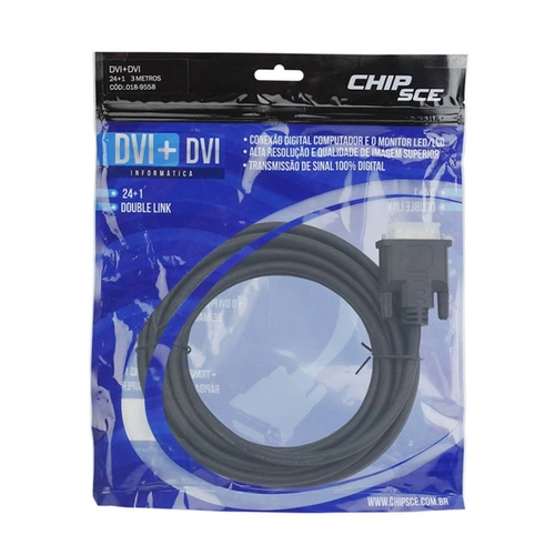 Cabo DVI Macho x Macho 3,0 Metros Chip Sce - 018-9558