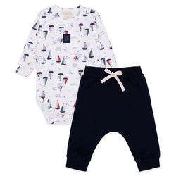 Conjunto Body Manga Longa Estampado e Calça Suedine Masculino – Navy